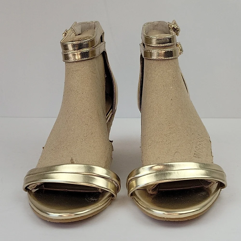 Calvin Klein Callista Espadrille Wedge Sandals Gold Suze 7.5